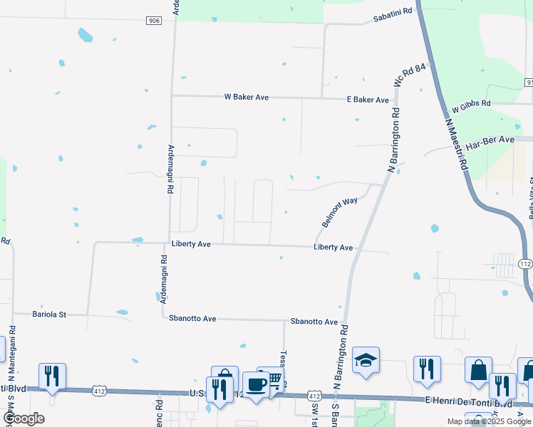 map of restaurants, bars, coffee shops, grocery stores, and more near 753 Via Perona Road in Springdale