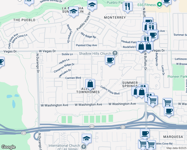 map of restaurants, bars, coffee shops, grocery stores, and more near 7973 Lions Rock Way in Las Vegas