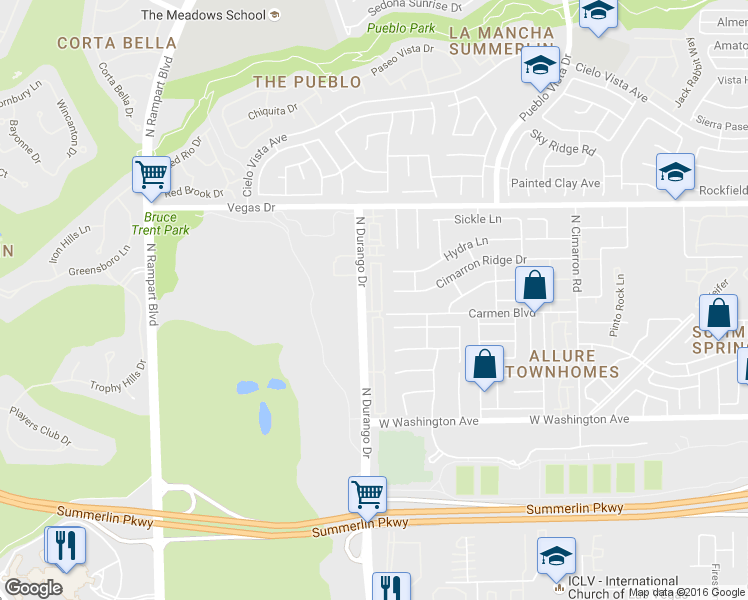 map of restaurants, bars, coffee shops, grocery stores, and more near 1332 Silver Sierra Street in Las Vegas