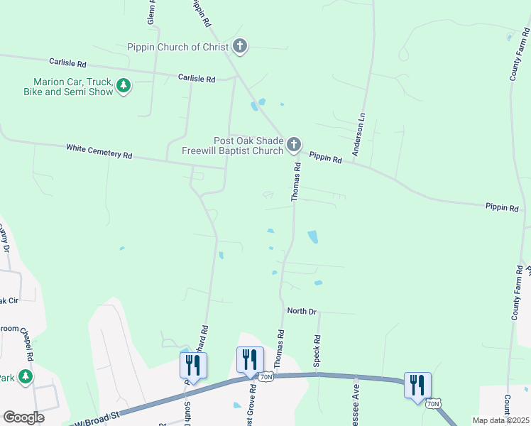 map of restaurants, bars, coffee shops, grocery stores, and more near 2261 Magura Drive in Cookeville