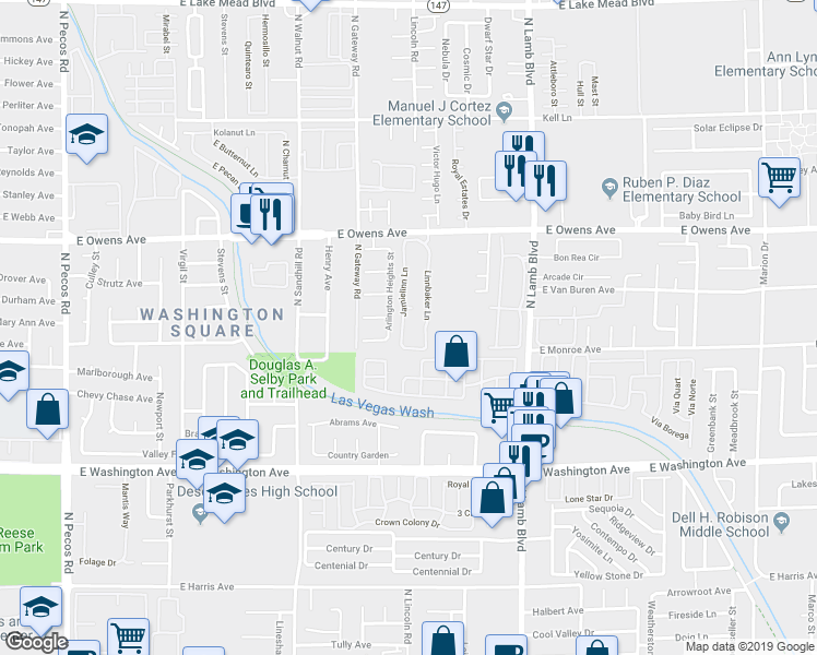 map of restaurants, bars, coffee shops, grocery stores, and more near 1410 Jamielinn Lane in Las Vegas