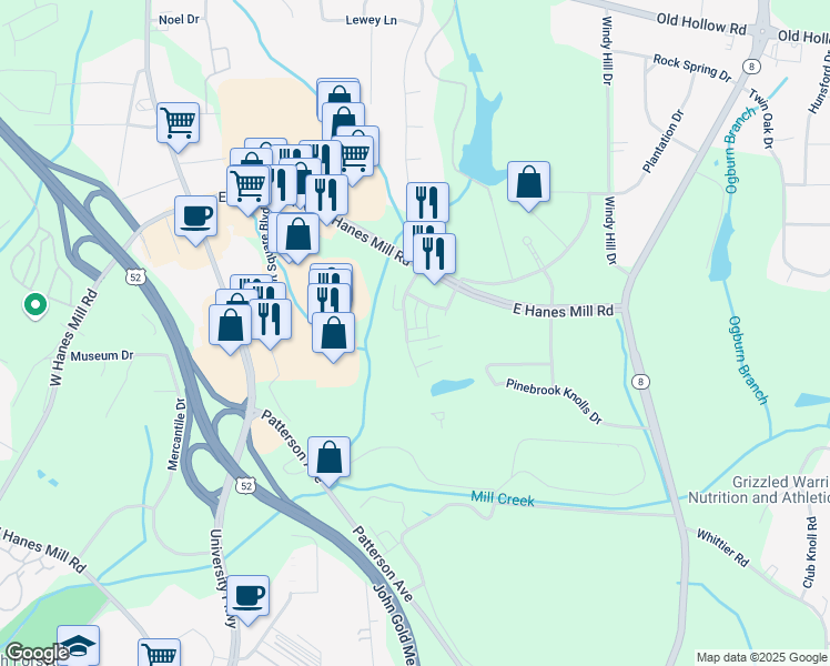 map of restaurants, bars, coffee shops, grocery stores, and more near 914 Tuscan Row in Winston-Salem