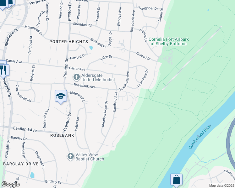 map of restaurants, bars, coffee shops, grocery stores, and more near 3000 Forest Wander Way in Nashville