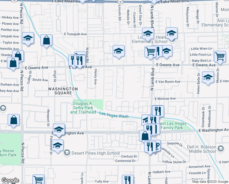 map of restaurants, bars, coffee shops, grocery stores, and more near 1420 Arlington Heights Street in Las Vegas