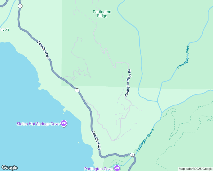 map of restaurants, bars, coffee shops, grocery stores, and more near 50854 Partington Ridge Road in Big Sur