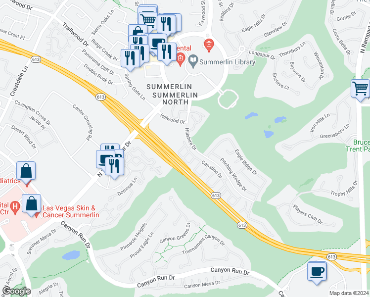 map of restaurants, bars, coffee shops, grocery stores, and more near 1220 Padre Serra Ln in Las Vegas