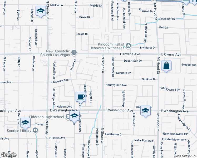 map of restaurants, bars, coffee shops, grocery stores, and more near 5882 Rio Tinto Way in Las Vegas
