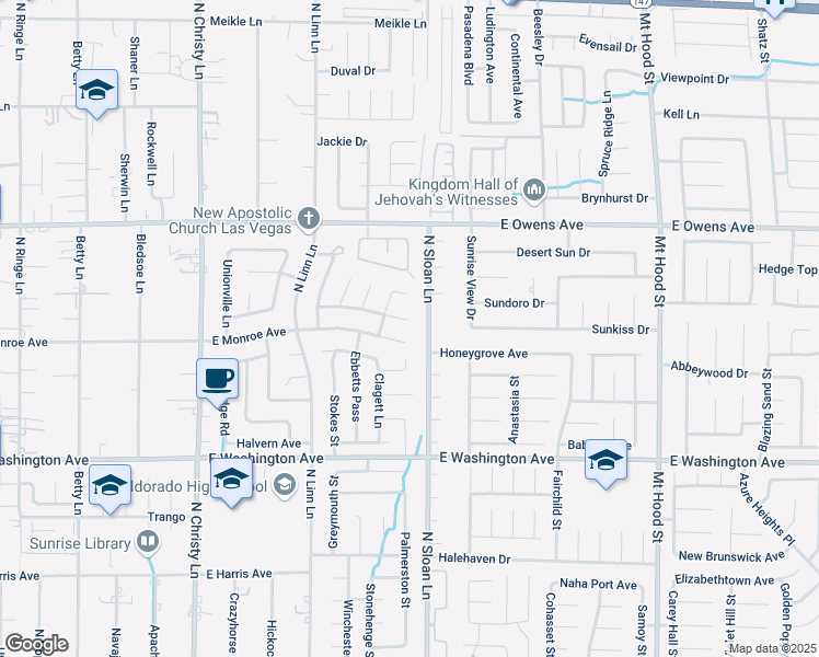 map of restaurants, bars, coffee shops, grocery stores, and more near 5882 Rio Tinto Way in Las Vegas