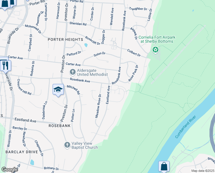 map of restaurants, bars, coffee shops, grocery stores, and more near 3000 Forest Wander Way in Nashville