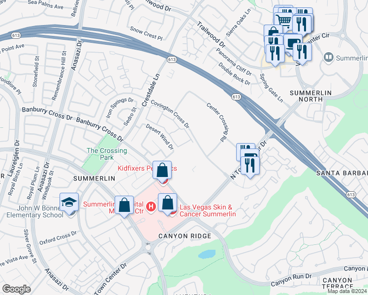 map of restaurants, bars, coffee shops, grocery stores, and more near 1300 Red Gable Lane in Las Vegas