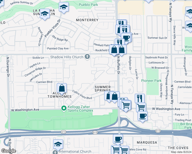 map of restaurants, bars, coffee shops, grocery stores, and more near in Las Vegas