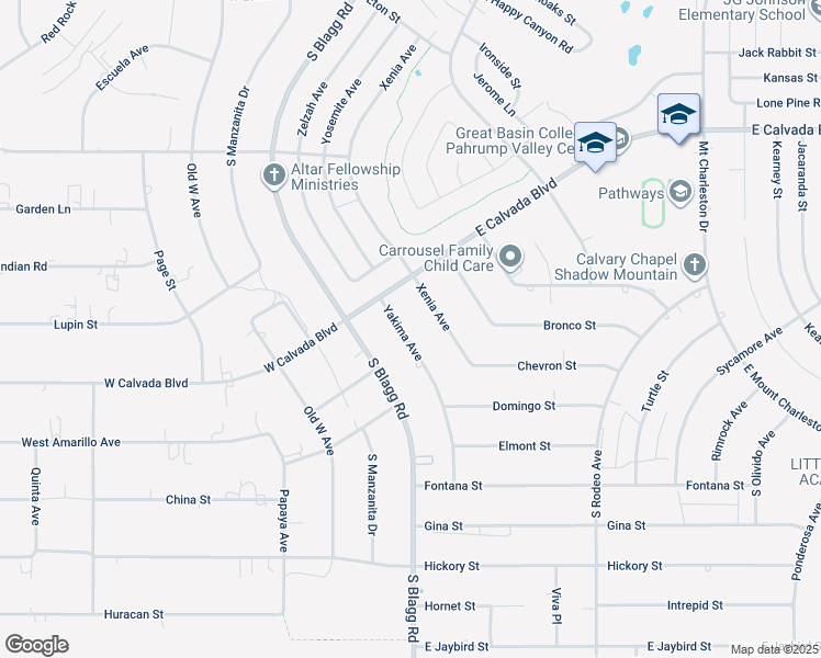 map of restaurants, bars, coffee shops, grocery stores, and more near 2341 Yakima Avenue in Pahrump