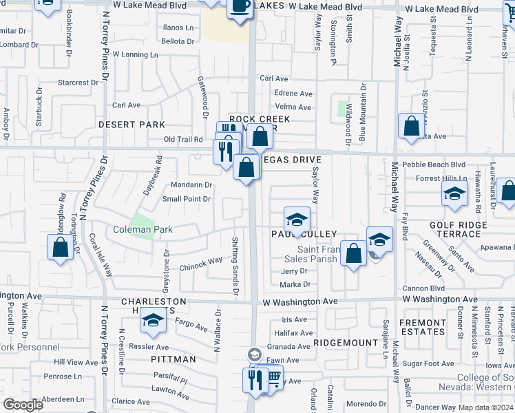 map of restaurants, bars, coffee shops, grocery stores, and more near 1336 North Jones Boulevard in Las Vegas