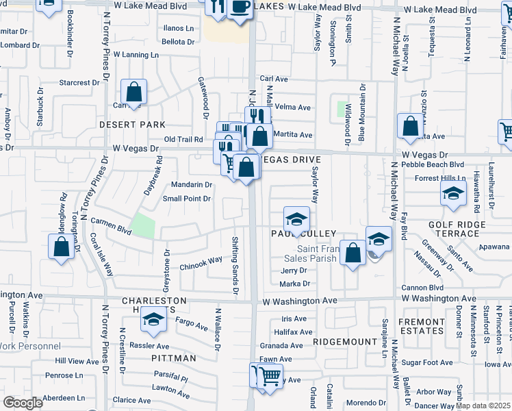 map of restaurants, bars, coffee shops, grocery stores, and more near 1336 North Jones Boulevard in Las Vegas