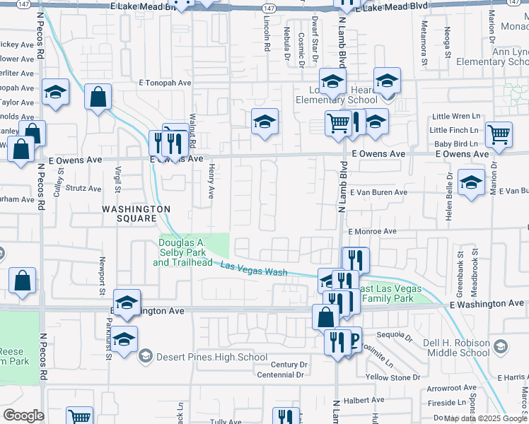 map of restaurants, bars, coffee shops, grocery stores, and more near 1420 Jamielinn Lane in Las Vegas