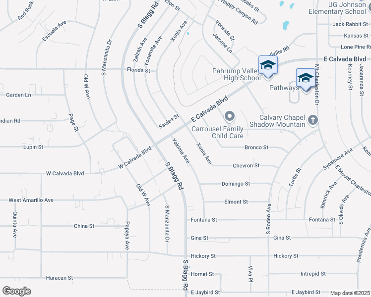 map of restaurants, bars, coffee shops, grocery stores, and more near 2341 Yakima Avenue in Pahrump
