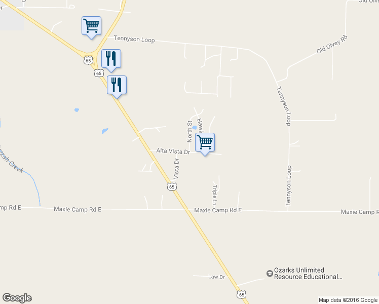 map of restaurants, bars, coffee shops, grocery stores, and more near 1391 North Harrison Avenue in Yellville