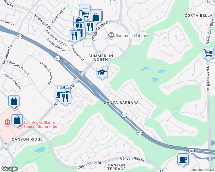 map of restaurants, bars, coffee shops, grocery stores, and more near 9472 Canalino Drive in Las Vegas