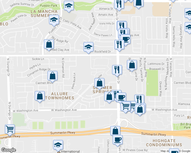 map of restaurants, bars, coffee shops, grocery stores, and more near 1316 Driscoll in Las Vegas