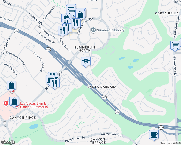 map of restaurants, bars, coffee shops, grocery stores, and more near 9472 Canalino Drive in Las Vegas