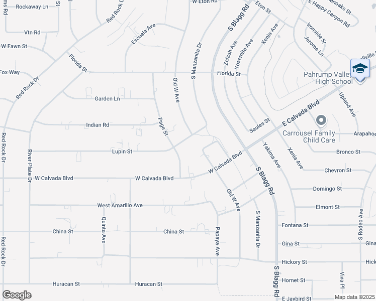 map of restaurants, bars, coffee shops, grocery stores, and more near 2331 Page Street in Pahrump