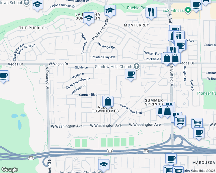 map of restaurants, bars, coffee shops, grocery stores, and more near in Las Vegas