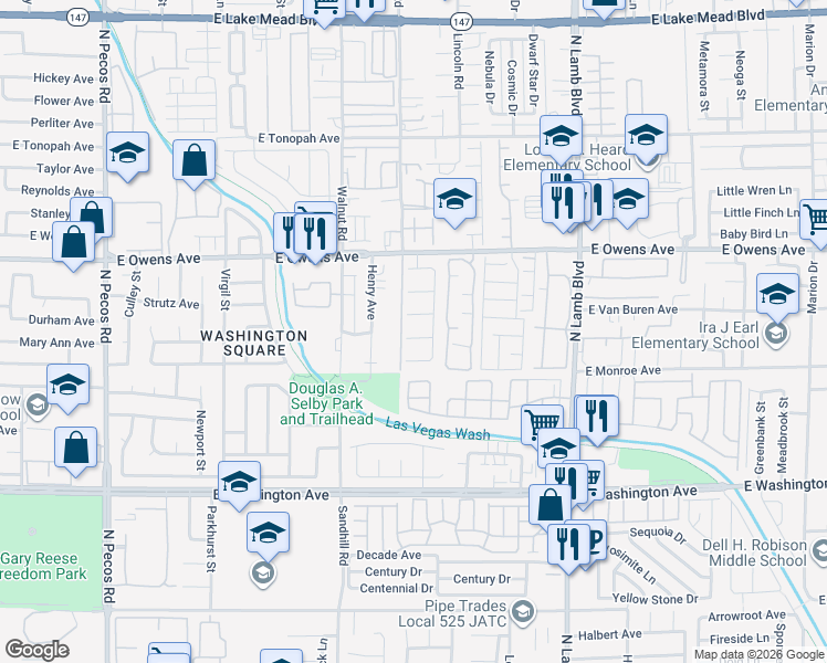 map of restaurants, bars, coffee shops, grocery stores, and more near 4124 Galva Court in Las Vegas