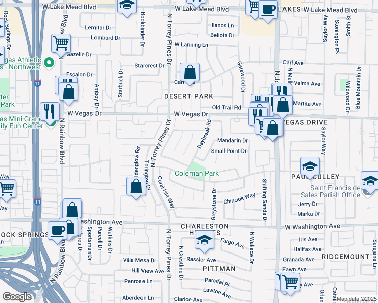 map of restaurants, bars, coffee shops, grocery stores, and more near 1424 Lilac Breeze Cir in Las Vegas