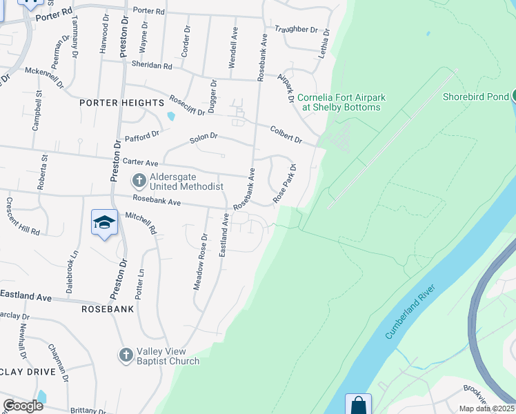 map of restaurants, bars, coffee shops, grocery stores, and more near 807 Rose Park Drive in Nashville