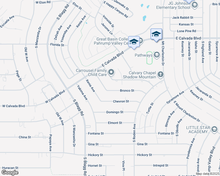 map of restaurants, bars, coffee shops, grocery stores, and more near 200 Bronco St in Pahrump