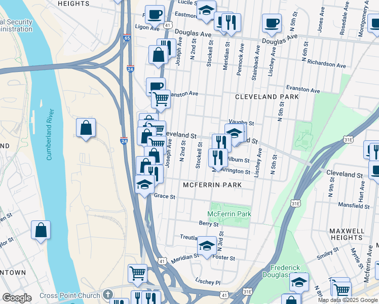 map of restaurants, bars, coffee shops, grocery stores, and more near 827 # 326 Alley in Nashville