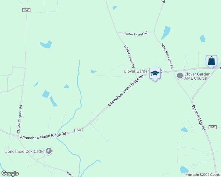 map of restaurants, bars, coffee shops, grocery stores, and more near 2657 Altamahaw Union Ridge Road in Burlington