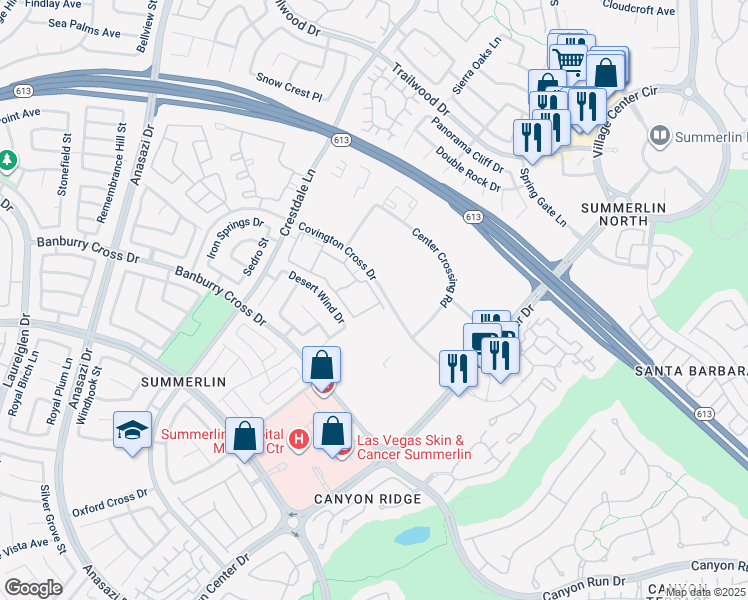 map of restaurants, bars, coffee shops, grocery stores, and more near 10001 Crimson Palisades Place in Las Vegas