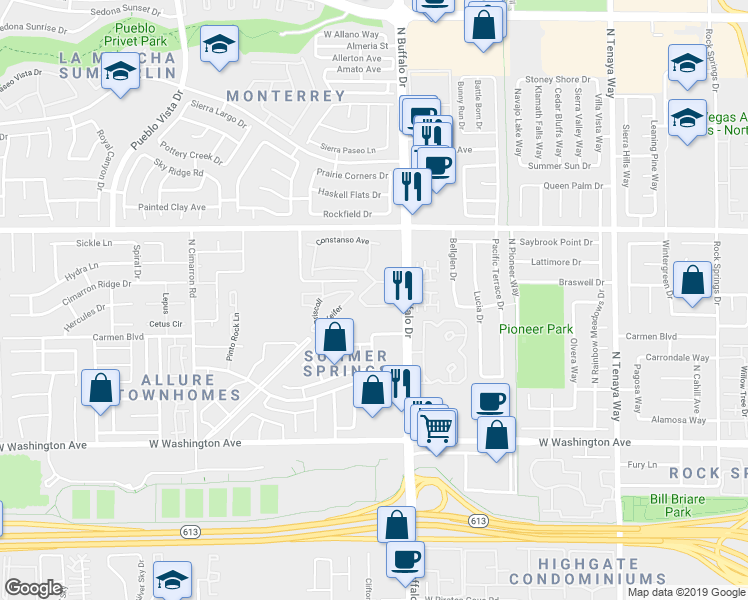 map of restaurants, bars, coffee shops, grocery stores, and more near in Las Vegas