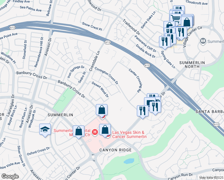 map of restaurants, bars, coffee shops, grocery stores, and more near 10020 Benjamin Nicholas Place in Las Vegas