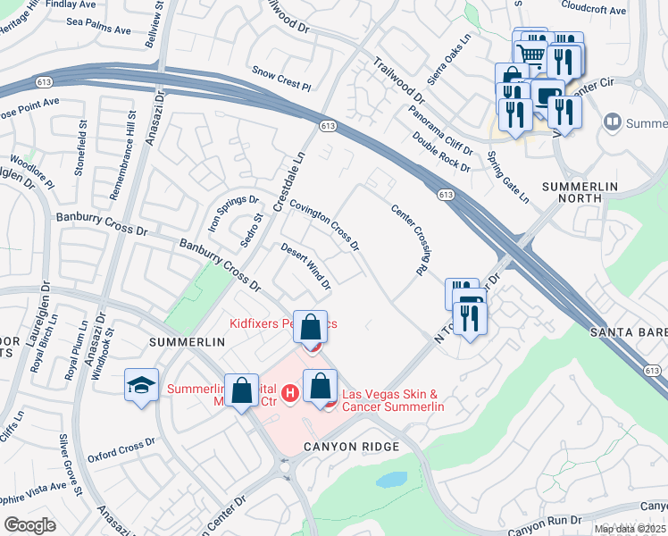 map of restaurants, bars, coffee shops, grocery stores, and more near 10030 Benjamin Nicholas Place in Las Vegas