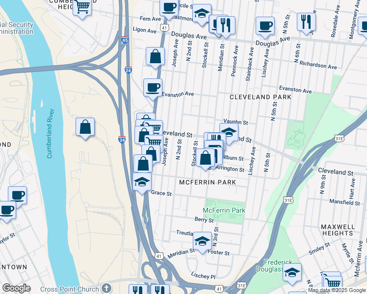 map of restaurants, bars, coffee shops, grocery stores, and more near 827 # 326 Alley in Nashville