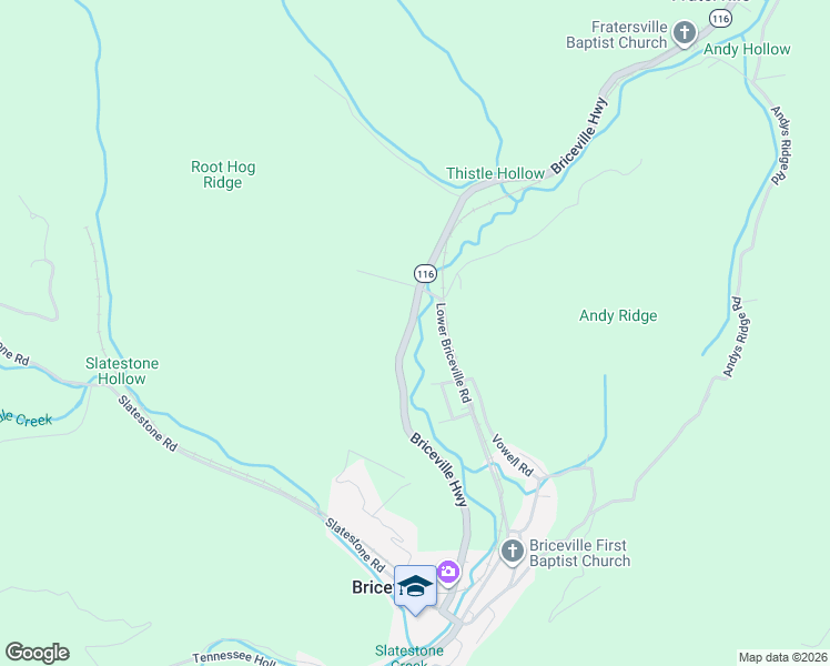 map of restaurants, bars, coffee shops, grocery stores, and more near 1363-1441 Briceville Highway in Briceville