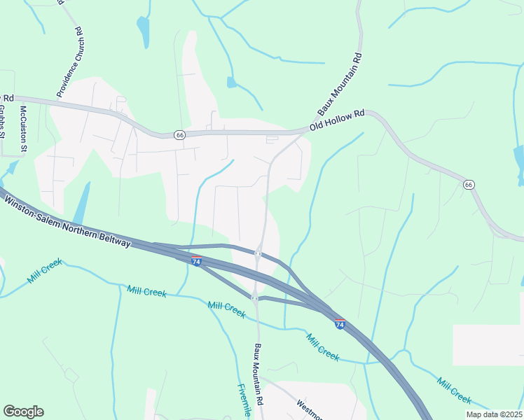 map of restaurants, bars, coffee shops, grocery stores, and more near 5052 Baux Mountain Road in Winston-Salem