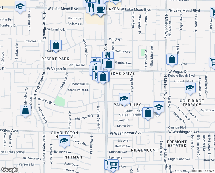 map of restaurants, bars, coffee shops, grocery stores, and more near 1340 North Jones Boulevard in Las Vegas