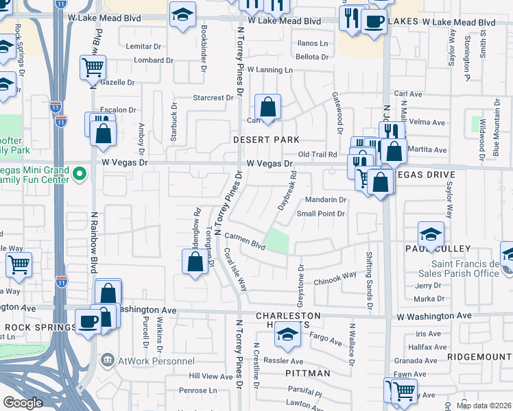 map of restaurants, bars, coffee shops, grocery stores, and more near 1424 Lilac Breeze Circle in Las Vegas