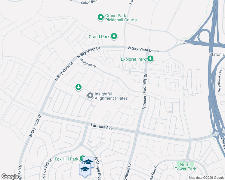 map of restaurants, bars, coffee shops, grocery stores, and more near 12350 Far Hills Avenue in Las Vegas