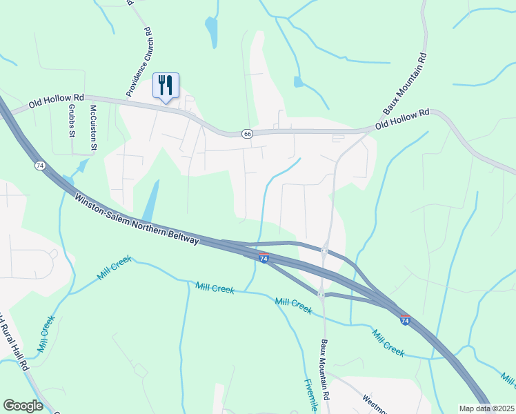 map of restaurants, bars, coffee shops, grocery stores, and more near 5009 Natalie Temple Lane in Winston-Salem