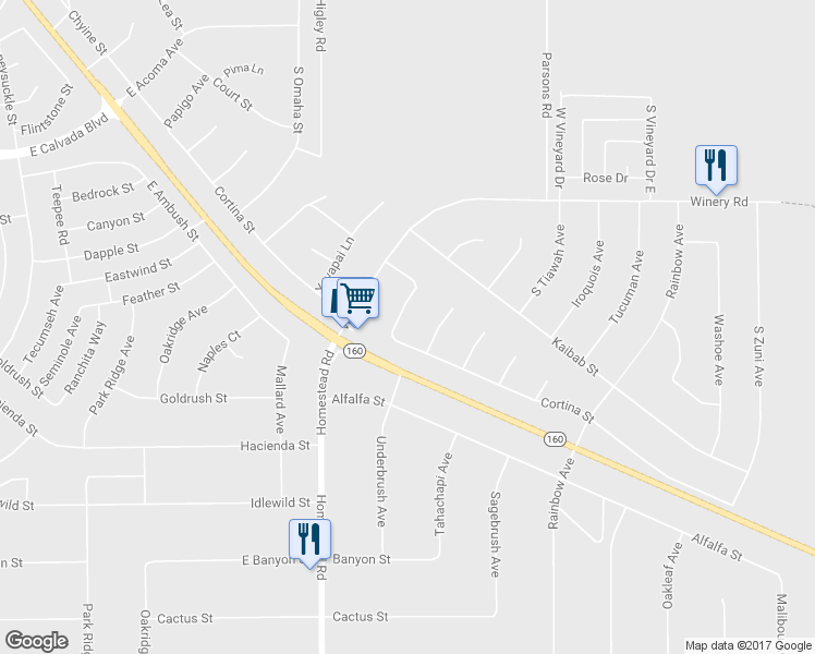 map of restaurants, bars, coffee shops, grocery stores, and more near 2281 Pampa Avenue in Pahrump