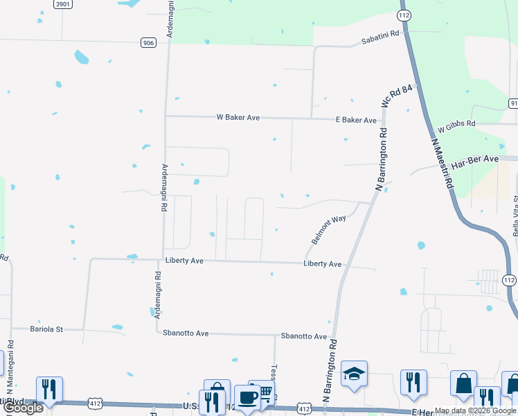 map of restaurants, bars, coffee shops, grocery stores, and more near 753 Via Perona Road in Springdale
