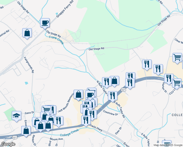 map of restaurants, bars, coffee shops, grocery stores, and more near 415 North Rufe Taylor Road in Greeneville