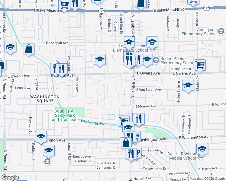 map of restaurants, bars, coffee shops, grocery stores, and more near 4260 Lunar Lullaby Avenue in Las Vegas