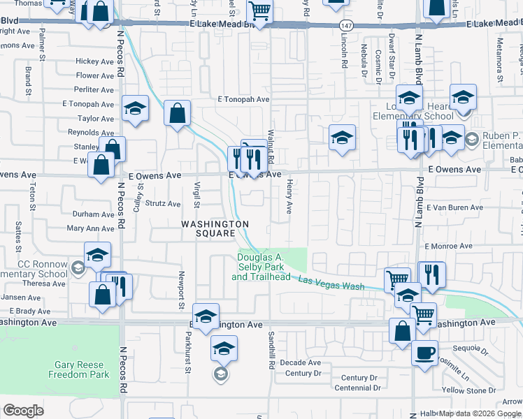 map of restaurants, bars, coffee shops, grocery stores, and more near 3969 Rebecca Raiter Avenue in Las Vegas