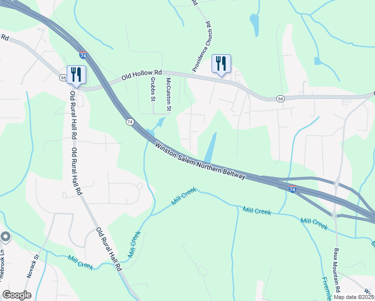map of restaurants, bars, coffee shops, grocery stores, and more near 1120 Oakmont Ridge Drive in Winston-Salem