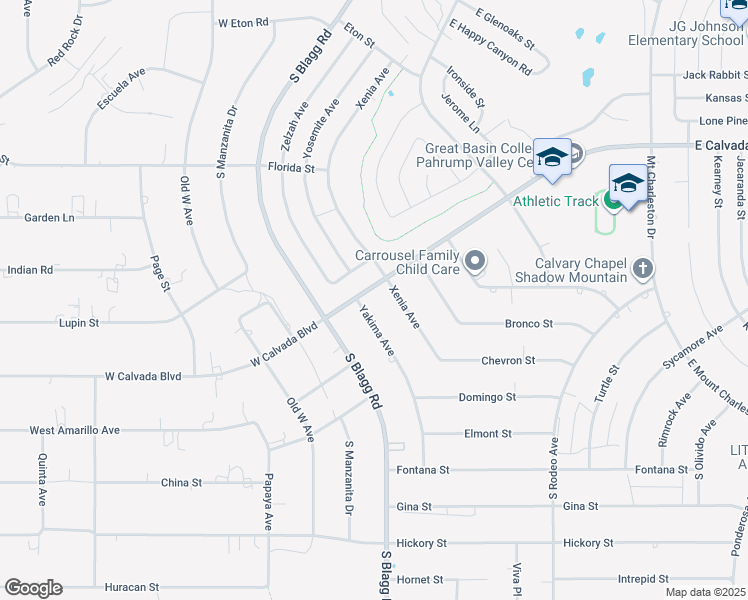 map of restaurants, bars, coffee shops, grocery stores, and more near 61 East Calvada Boulevard in Pahrump